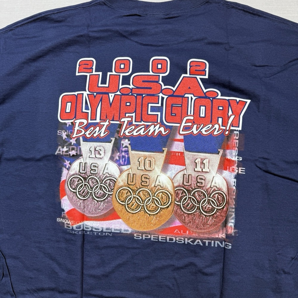 Vintage USA Olympic Shirt Men XXL Blue Salt Lake City Best Team Ever Glory 2002‎